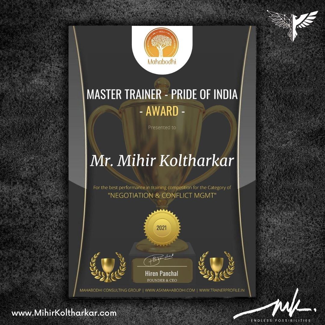 Pride of India — Negotiation Skills Training Award — Mihir Koltharkar
