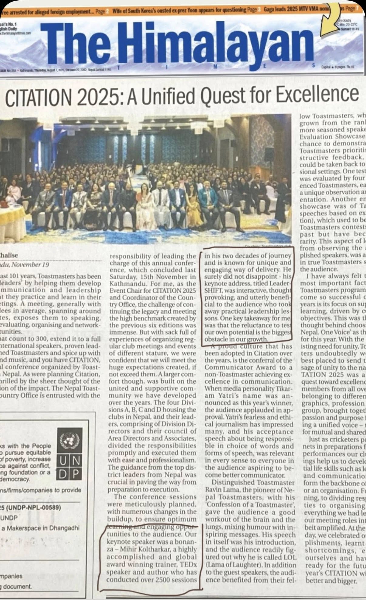 The Himalayan Times article on Mihir Koltharkar keynote at CITATION 2025 Nepal